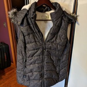 Green Tea, Sherpa lined puffer vest with hood